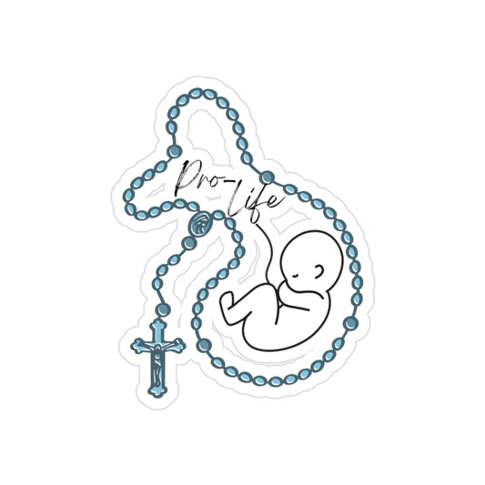 Pro- Life Baby wrapped in Rosary, sticker