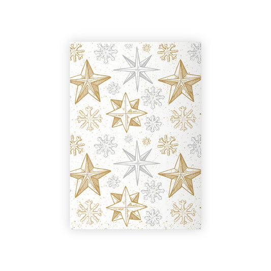 Gift Wrapping Paper Rolls Gold and Silver Stars, 1pc