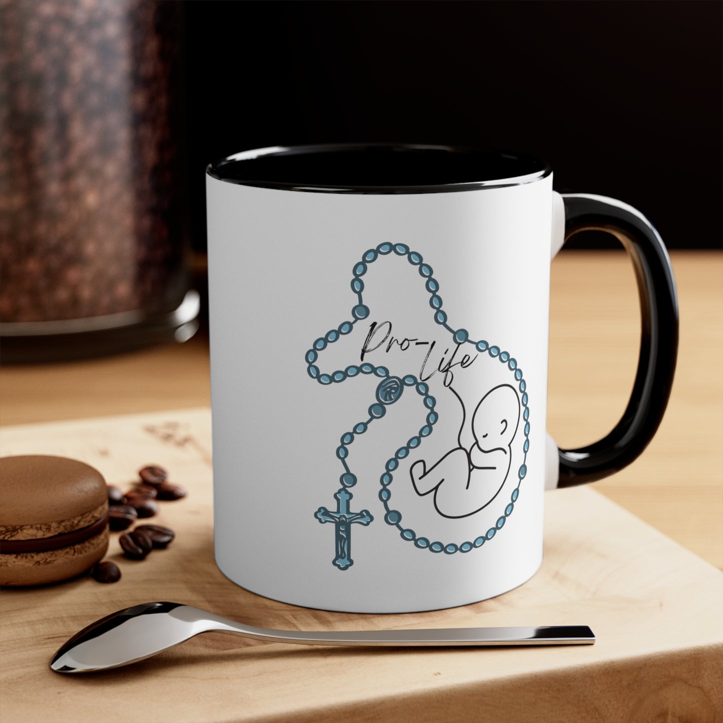 Pro-Life Baby in rosary, Mug