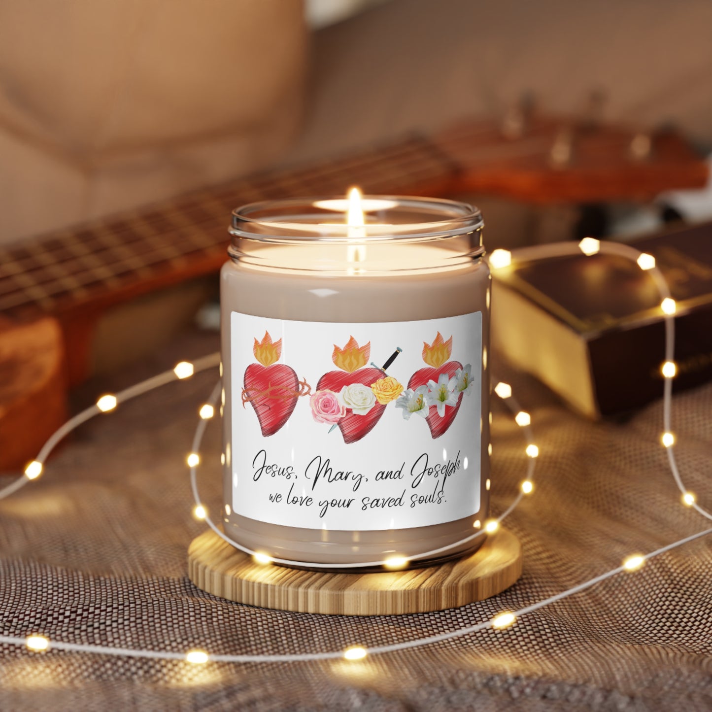 Jesus Mary Joseph Hearts-Scented Soy Candle, 9oz