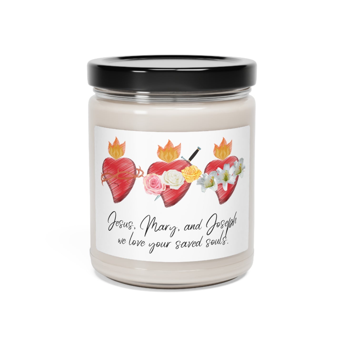 Jesus Mary Joseph Hearts-Scented Soy Candle, 9oz