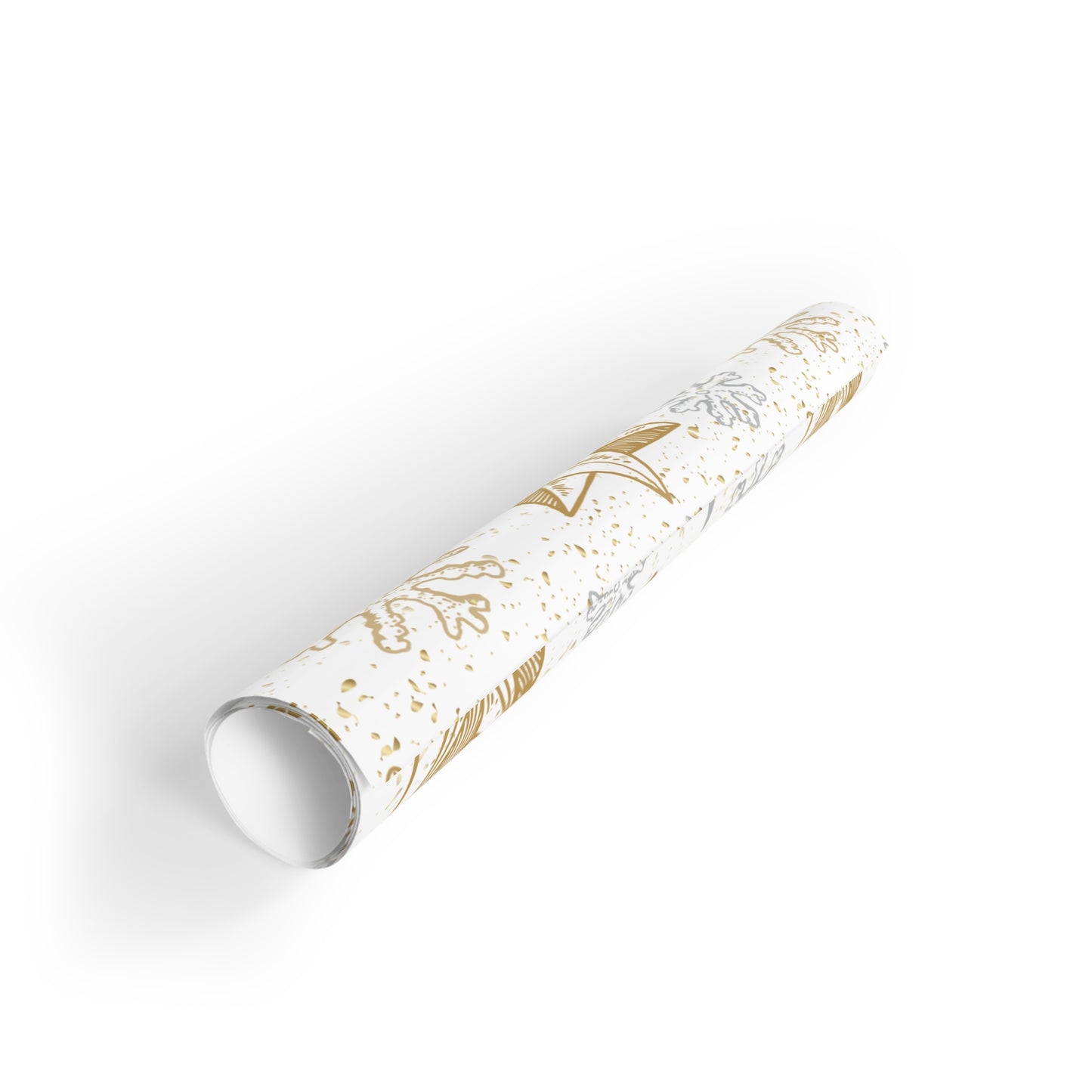 Gift Wrapping Paper Rolls Gold and Silver Stars, 1pc