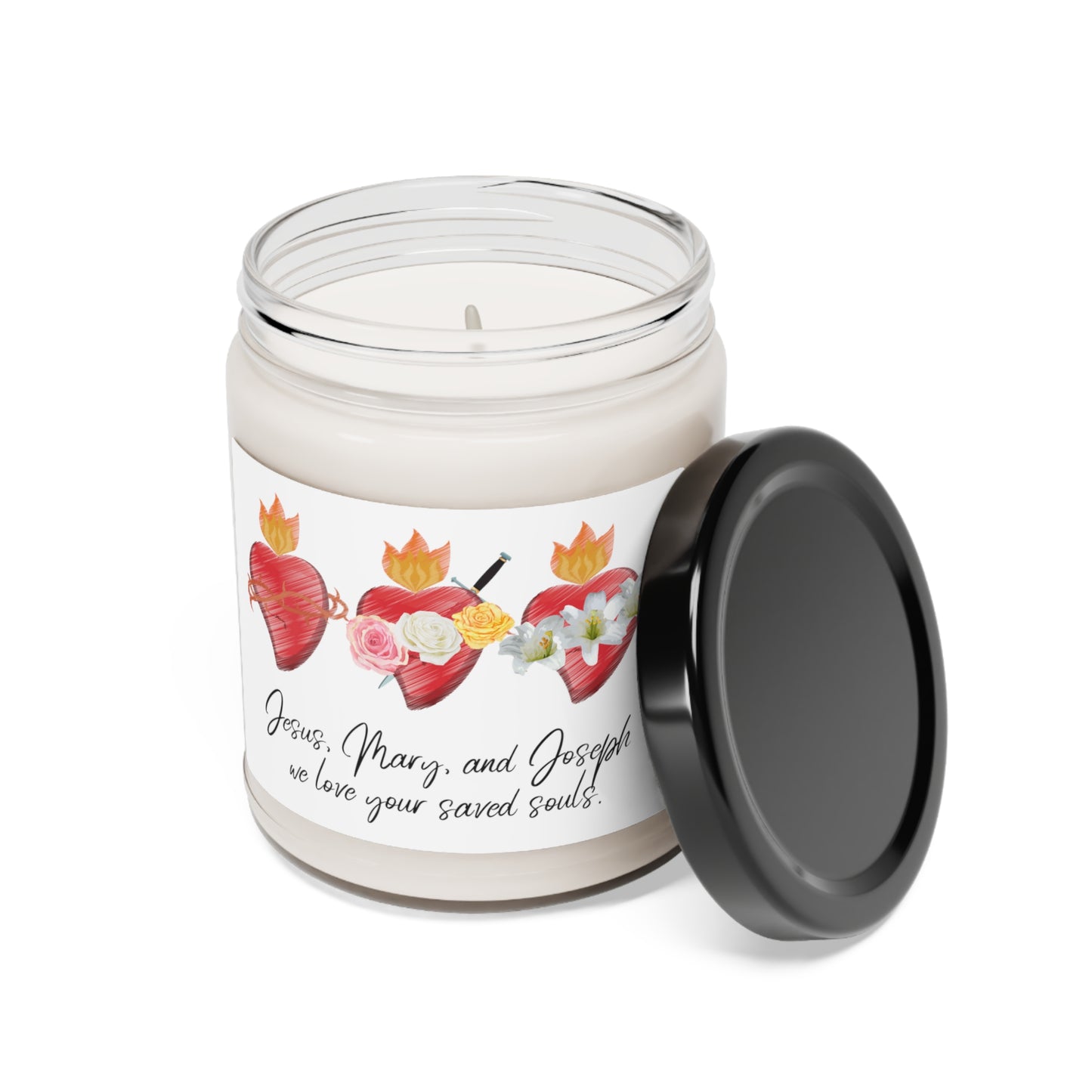 Jesus Mary Joseph Hearts-Scented Soy Candle, 9oz