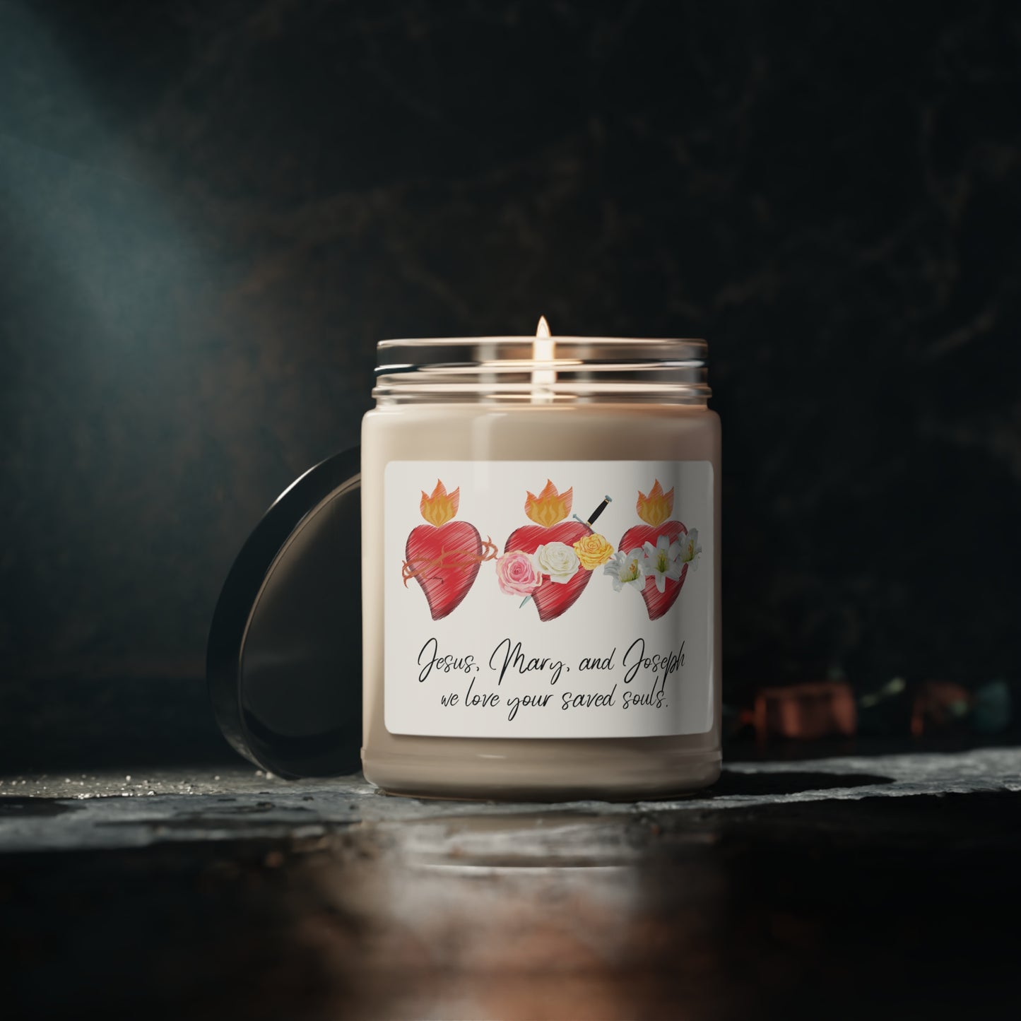 Jesus Mary Joseph Hearts-Scented Soy Candle, 9oz