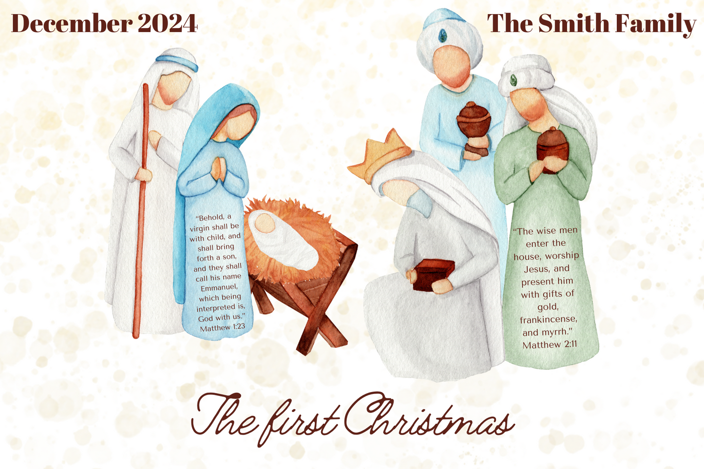 Personalized Religious Christmas Card – Editable Digital Template