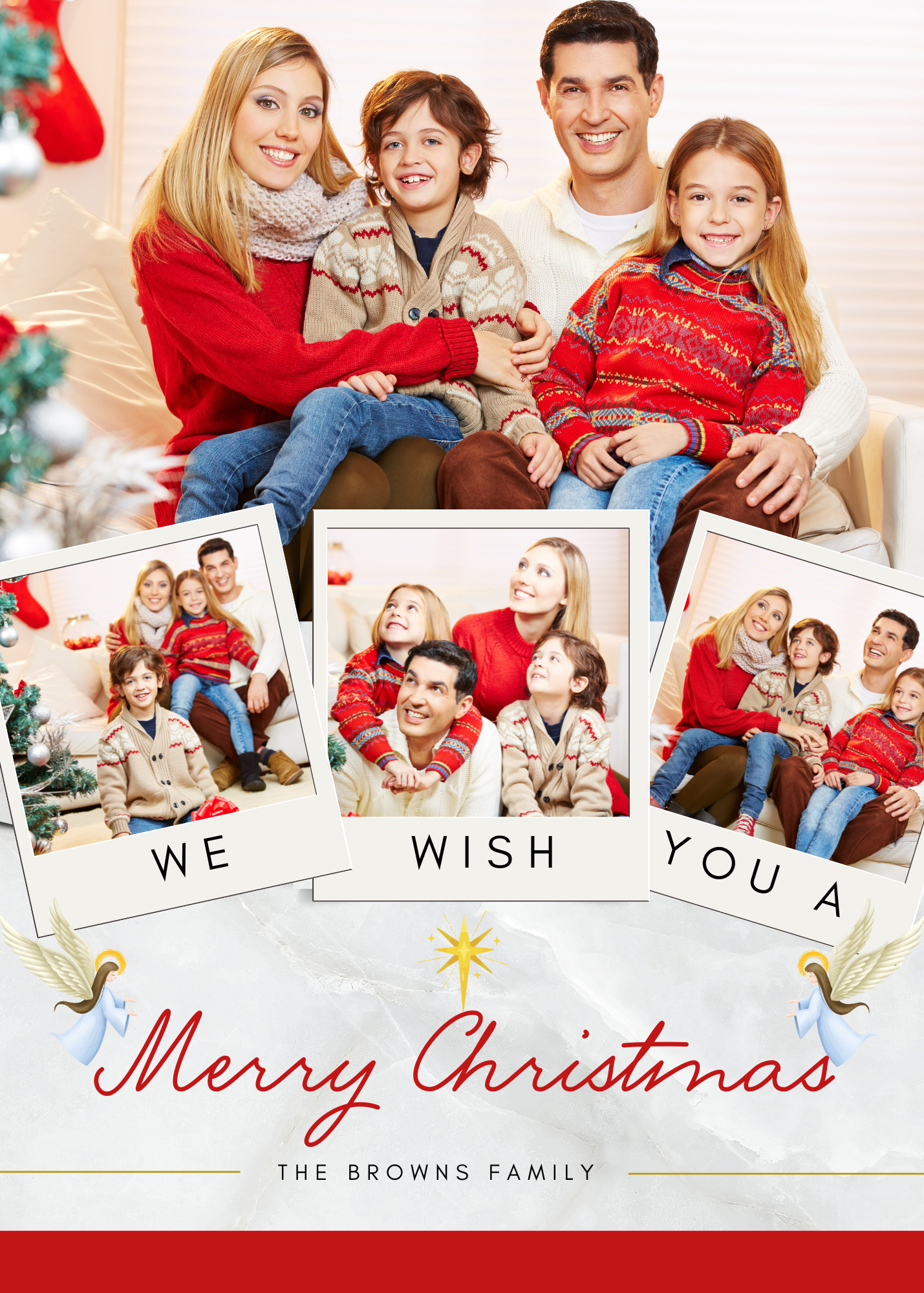 Personalized Family Photo Collage Christmas Card – Editable Digital Template