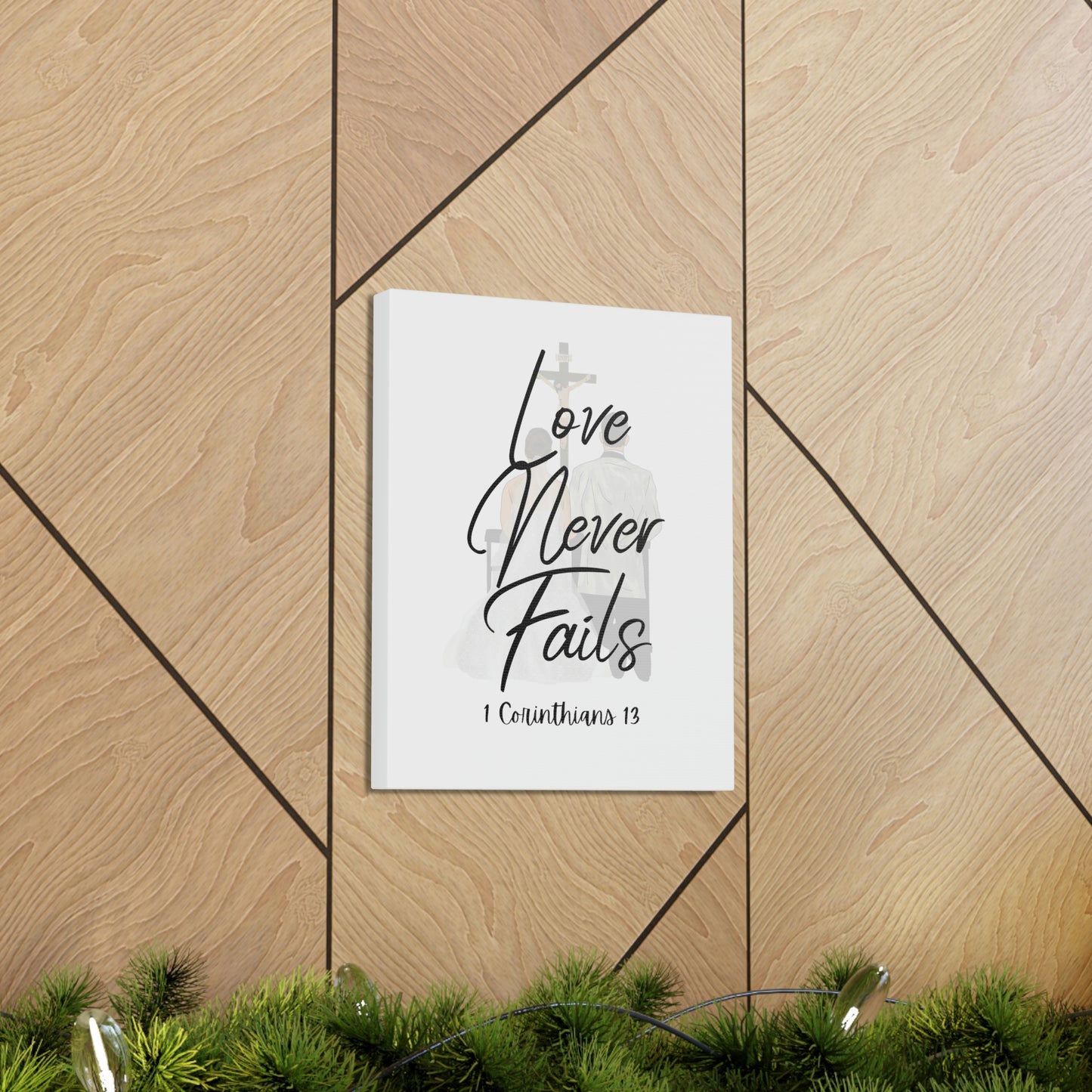 Love never fails wedding wall art